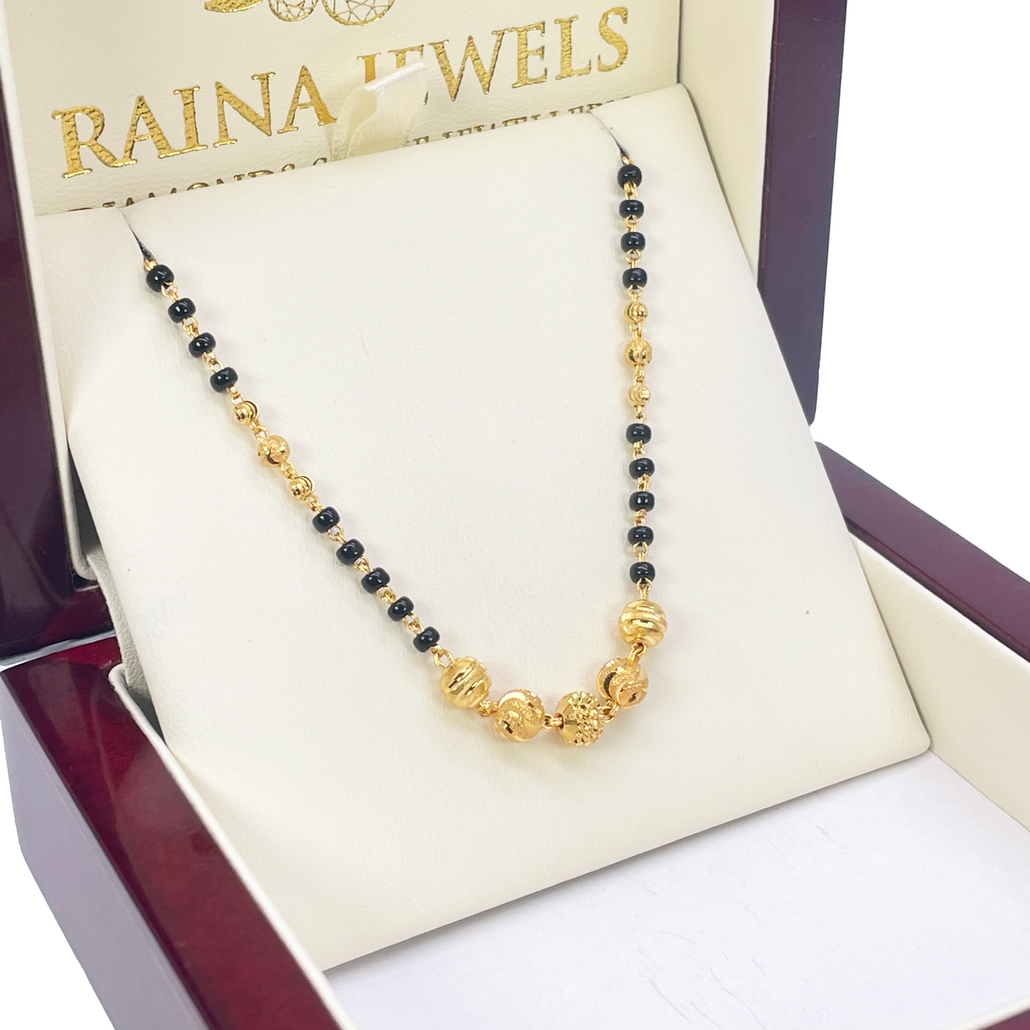 22ct Yellow Gold Diamond Cut Sparkly Beaded Mangalsutra Necklace 18.5inches