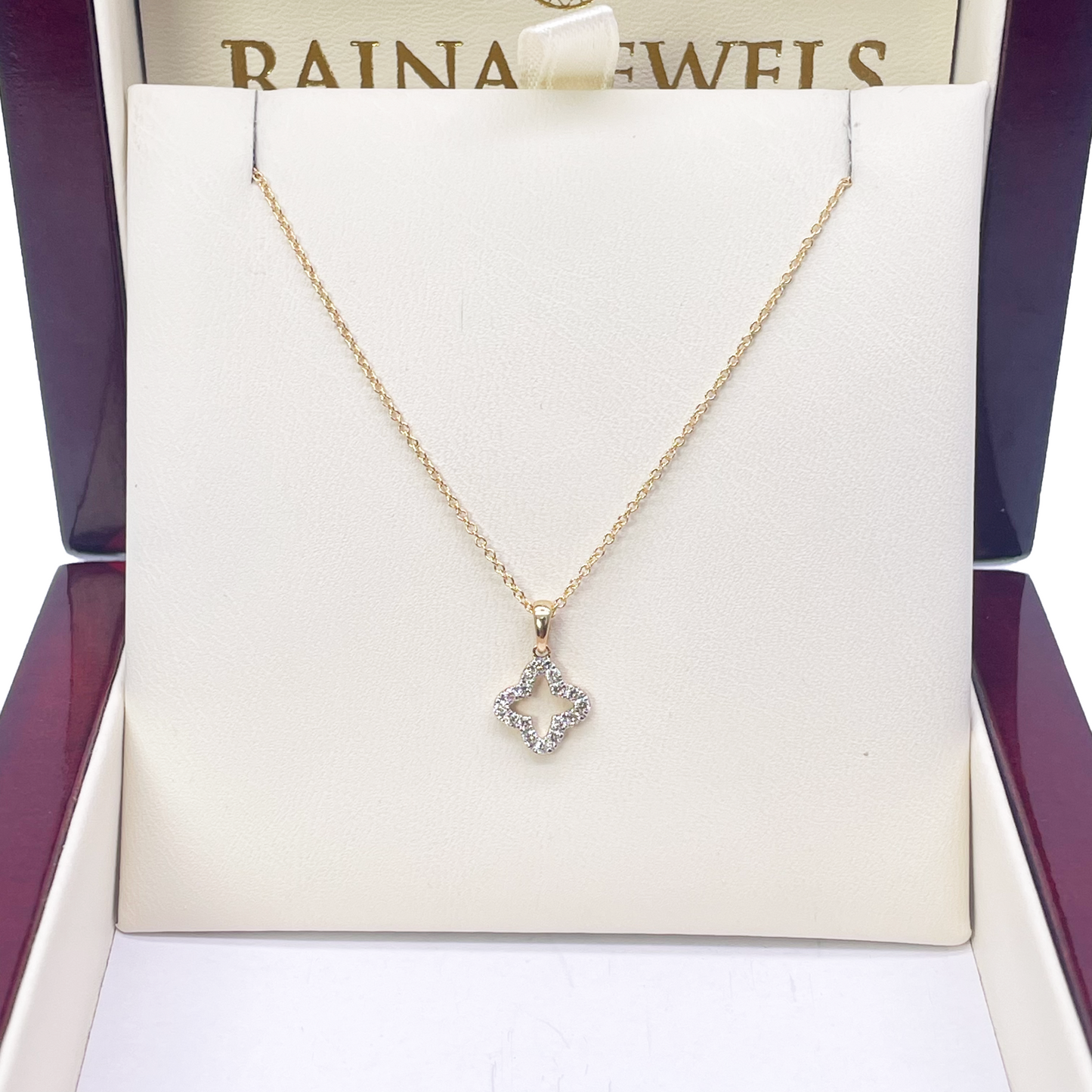 18ct Yellow Gold Diamond Clover Necklace Stud Earrings Matching Set 0.38ct