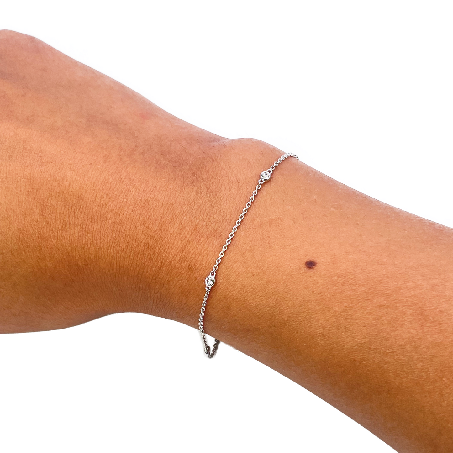 18ct White Gold Natural Diamond Bezel Bracelet 0.13ct 7''inches Diamond Bracelets