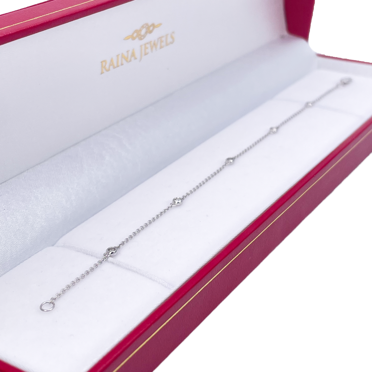 18ct White Gold Natural Diamond Bezel Bracelet 0.13ct 7''inches Diamond Bracelets