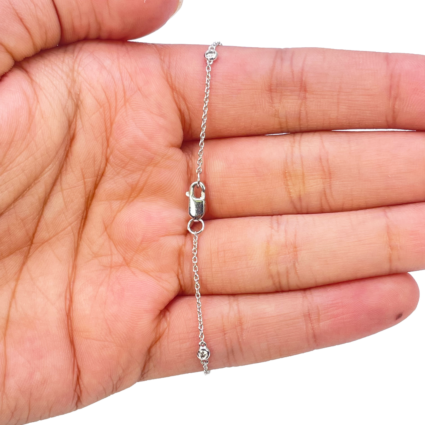 18ct White Gold Natural Diamond Bezel Bracelet 0.13ct 7''inches Diamond Bracelets