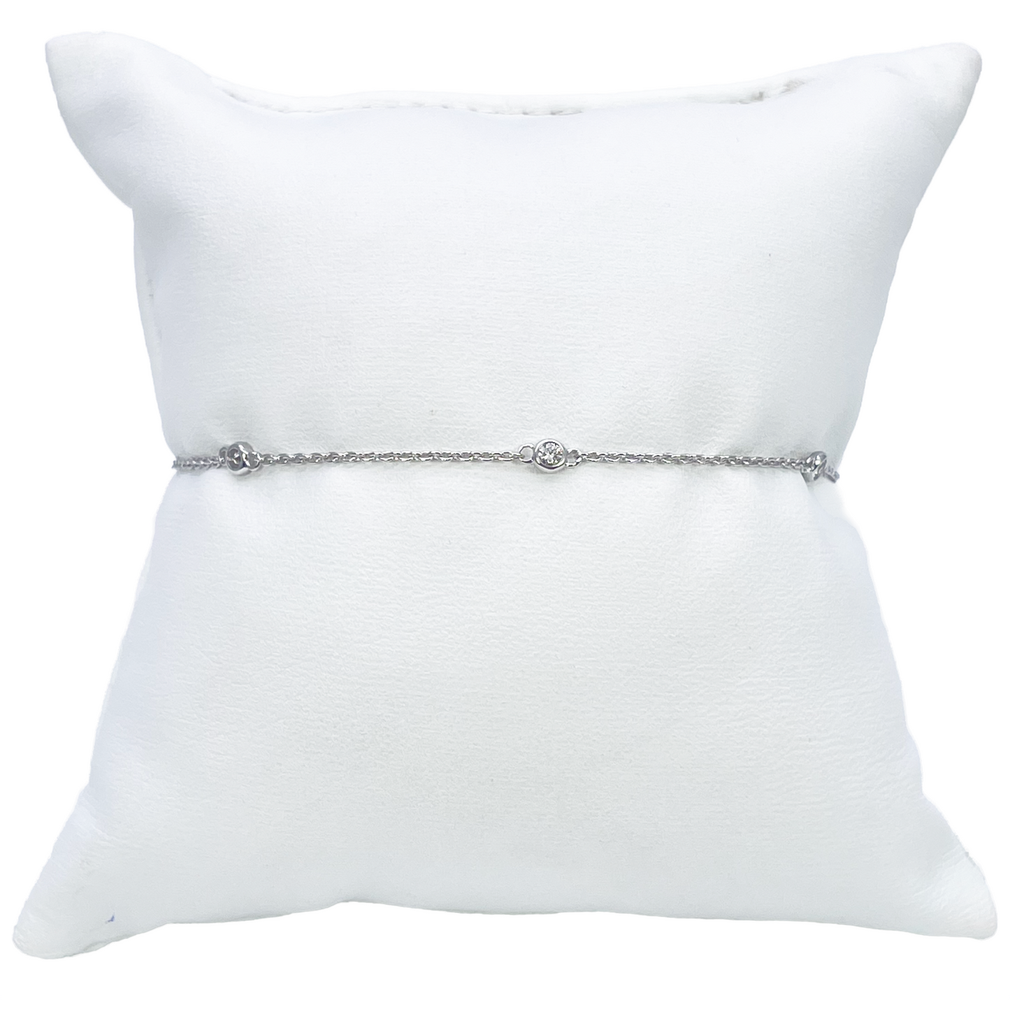 18ct White Gold Natural Diamond Bezel Bracelet 0.13ct 7''inches Diamond Bracelets