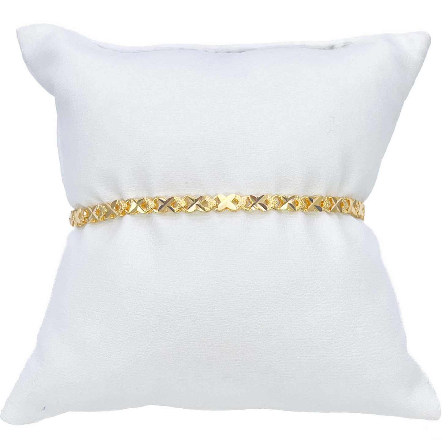 22ct Yellow Gold High Polished Diamond Cut Kiss Bracelet 7'' inches 3.3mm Wide