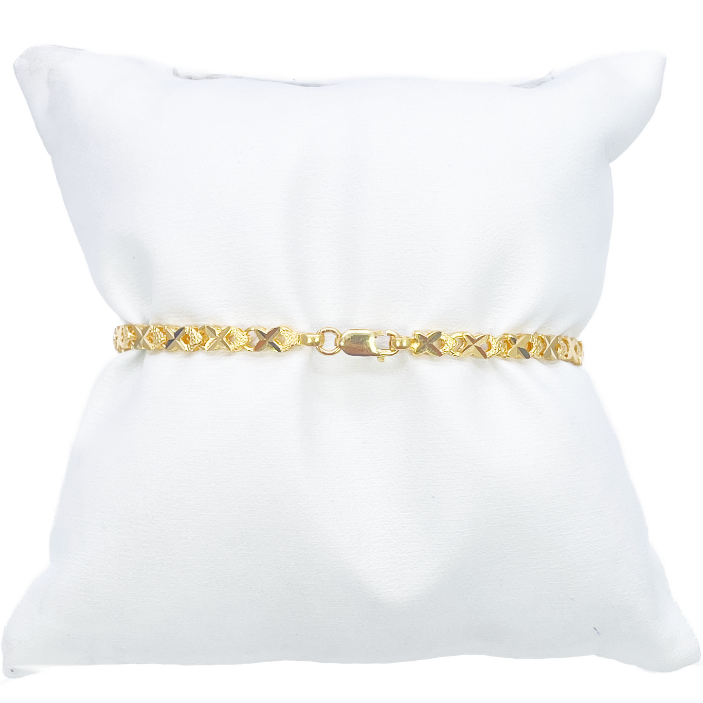 22ct Yellow Gold High Polished Diamond Cut Kiss Bracelet 7'' inches 3.3mm Wide