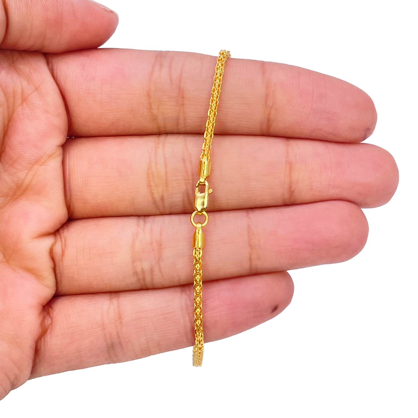 22ct Yellow Gold High Polished Chain Link Bracelet 7'' inches 1.7mm Wide