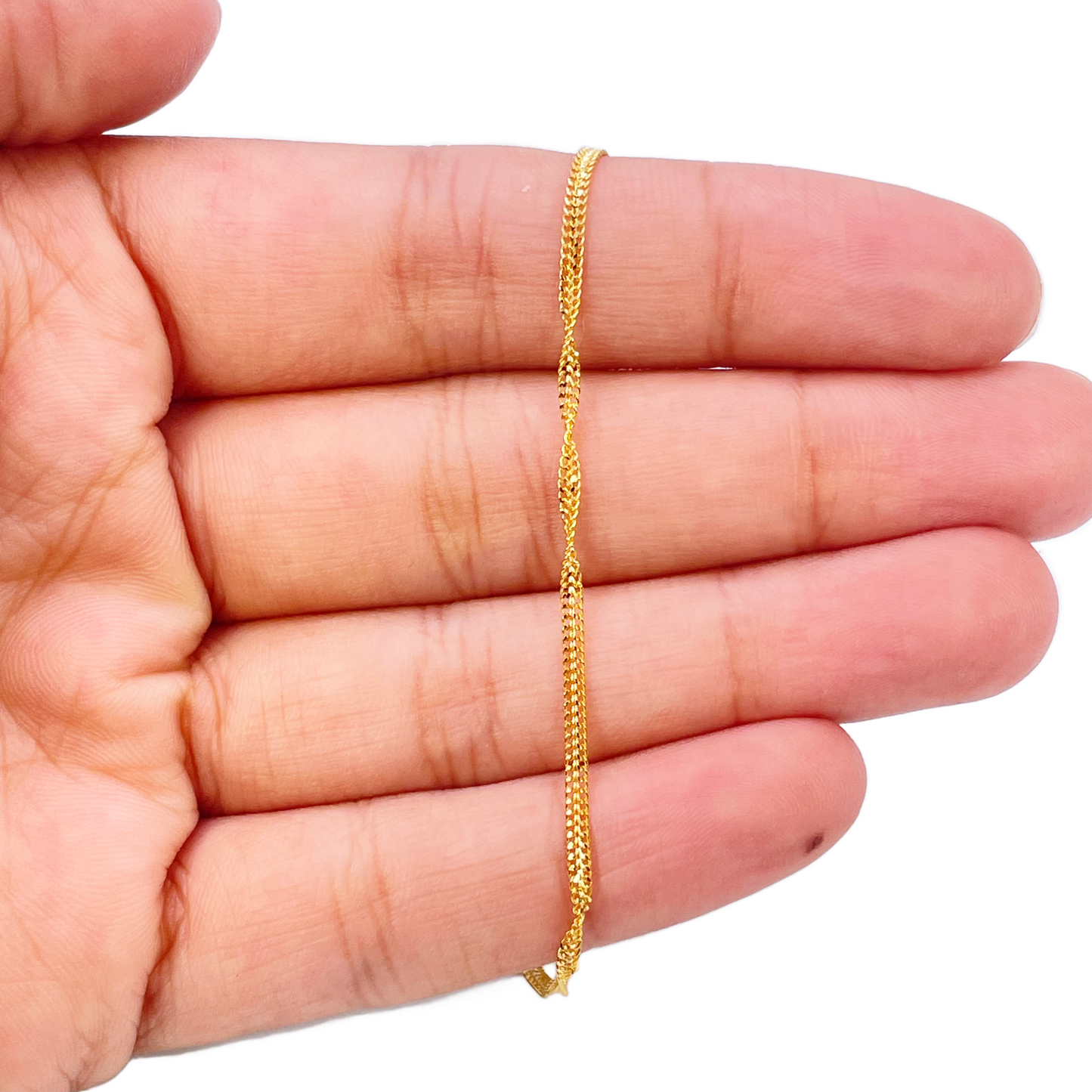 22ct Yellow Gold High Polished Twisted Ripple Bracelet 7'' inches 1.7mm Wide