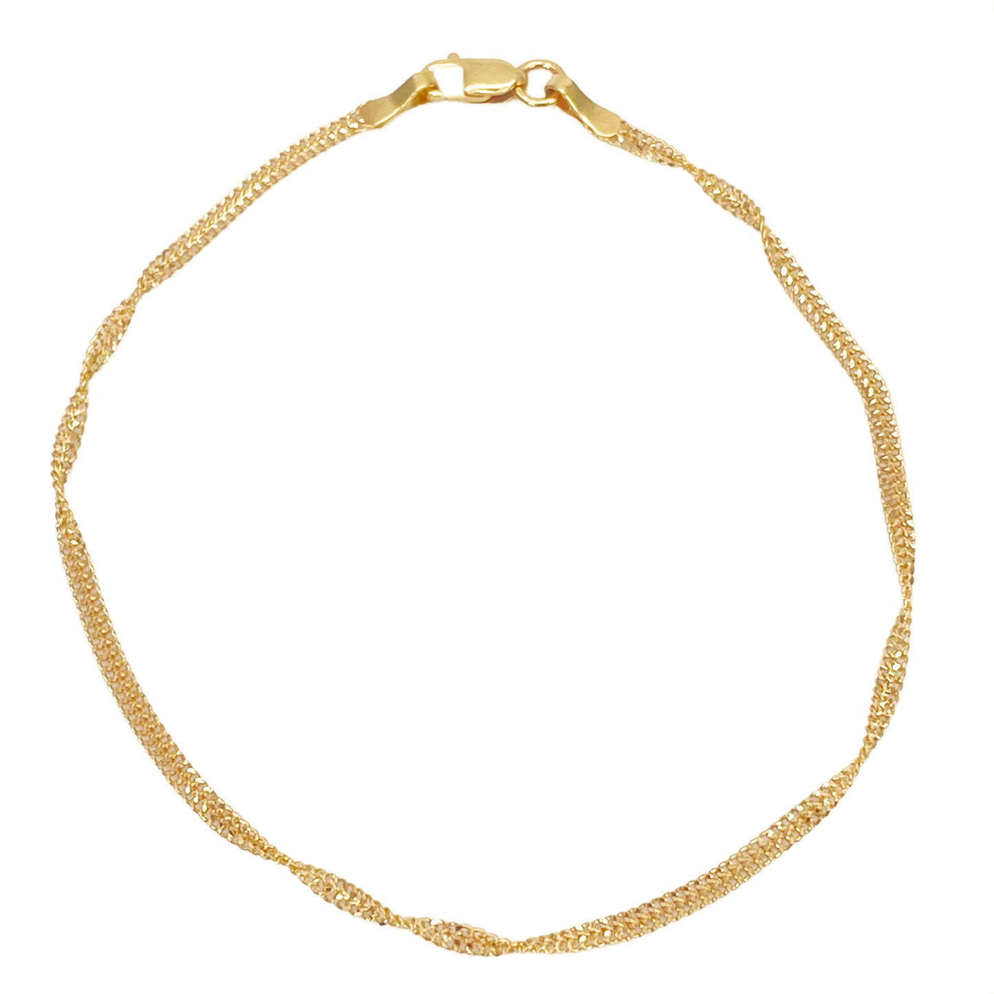 22ct Yellow Gold High Polished Twisted Ripple Bracelet 7'' inches 1.7mm Wide