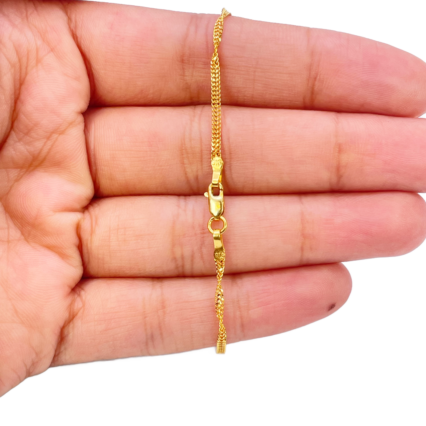 22ct Yellow Gold High Polished Twisted Ripple Bracelet 7'' inches 1.7mm Wide