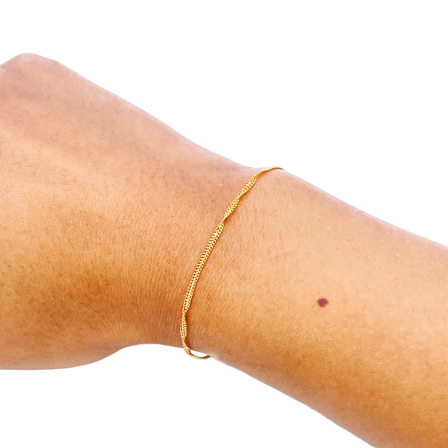 22ct Yellow Gold High Polished Twisted Ripple Bracelet 7'' inches 1.7mm Wide