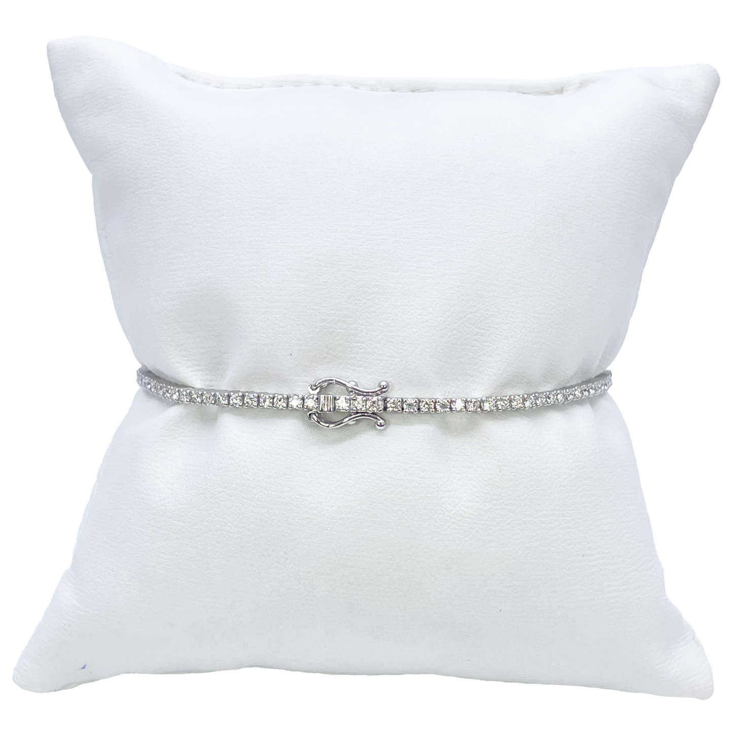 14ct White Gold Natural Diamond Tennis Bracelet 4-Claw 1.39ct 7''Inches 1.8mm Diamond Bracelets