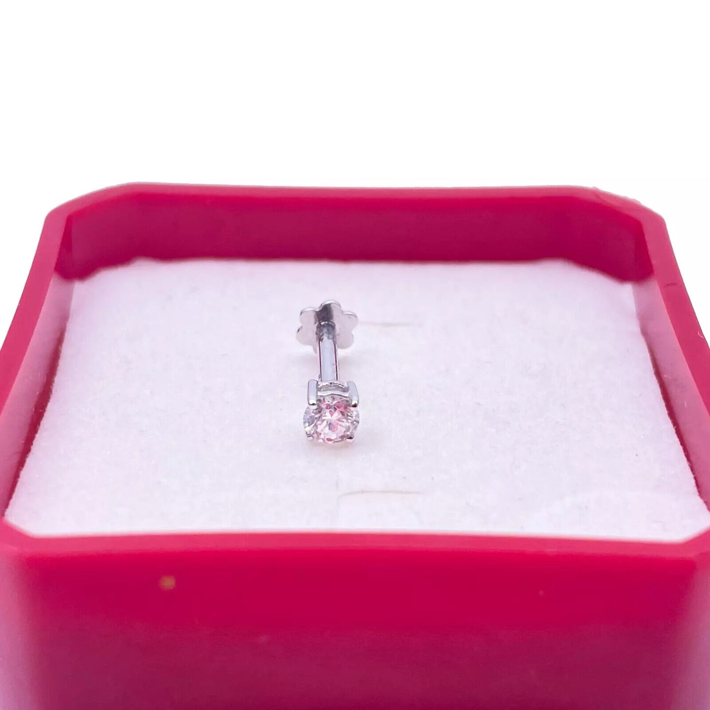 18ct White Or Yellow Gold Diamond Nose Stud Pin 0.12ct 4claw 3.0mm Width