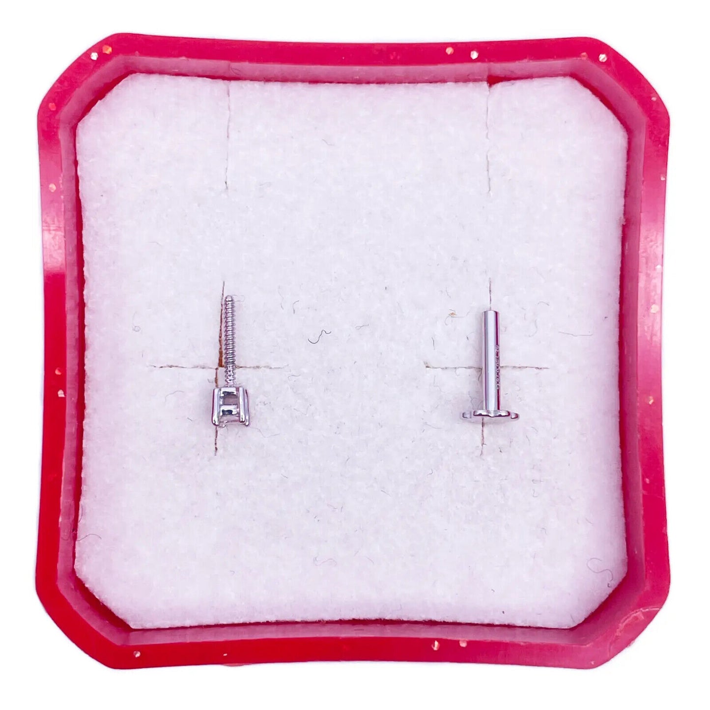 18ct White Or Yellow Gold Princess Diamond Nose Stud Pin 0.15ct 4 claw 3.4mm
