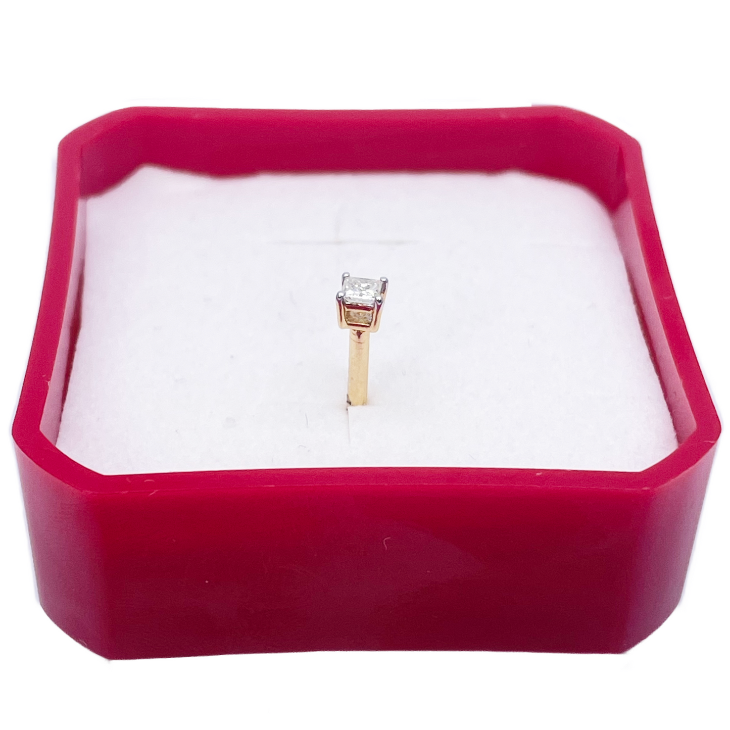 18ct White Or Yellow Gold Princess Diamond Nose Stud Pin 0.05ct 4 claw 2.6mm