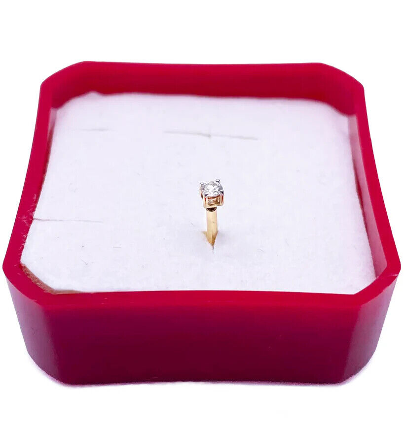 18ct White Or Yellow Gold Round Diamond Nose Stud Pin 0.07ct 4 claw 2.6mm