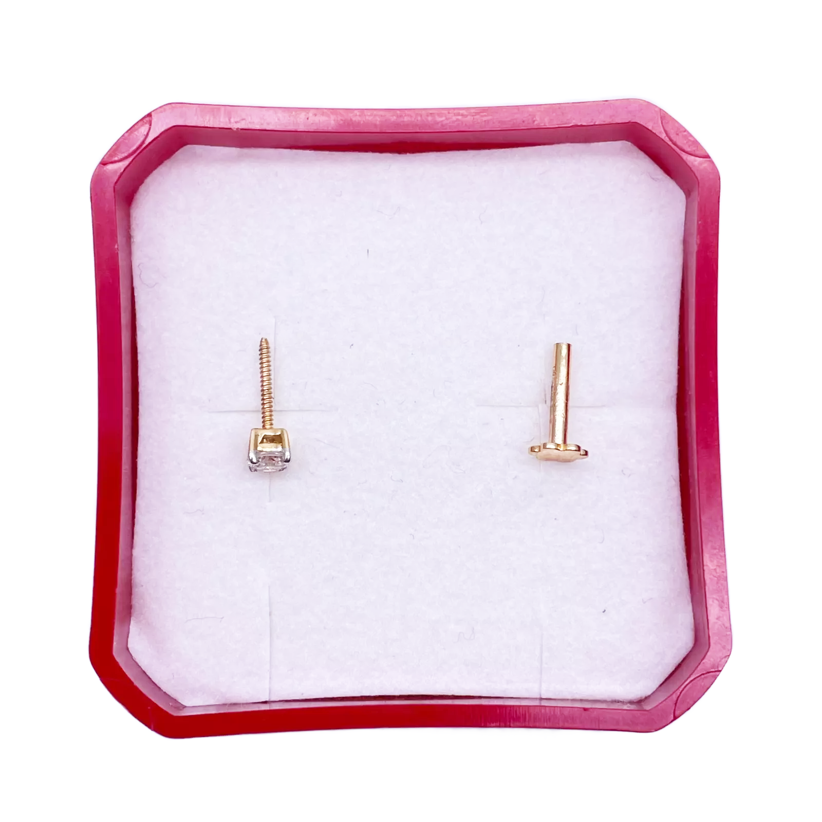 18ct White Or Yellow Gold Round Diamond Nose Stud Pin 0.10ct 4 claw 2.9mm