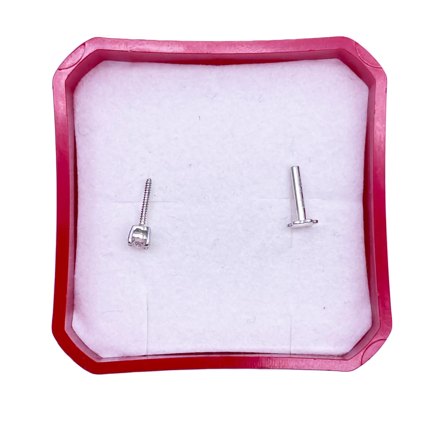 18ct White Or Yellow Gold Round Diamond Nose Stud Pin 0.10ct 4 claw 2.9mm