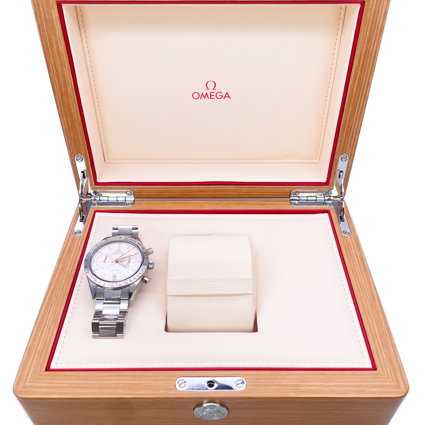Omega Silver Stainless Steel Speedmaster '57 Co-Axial Chronograph With Watch Box