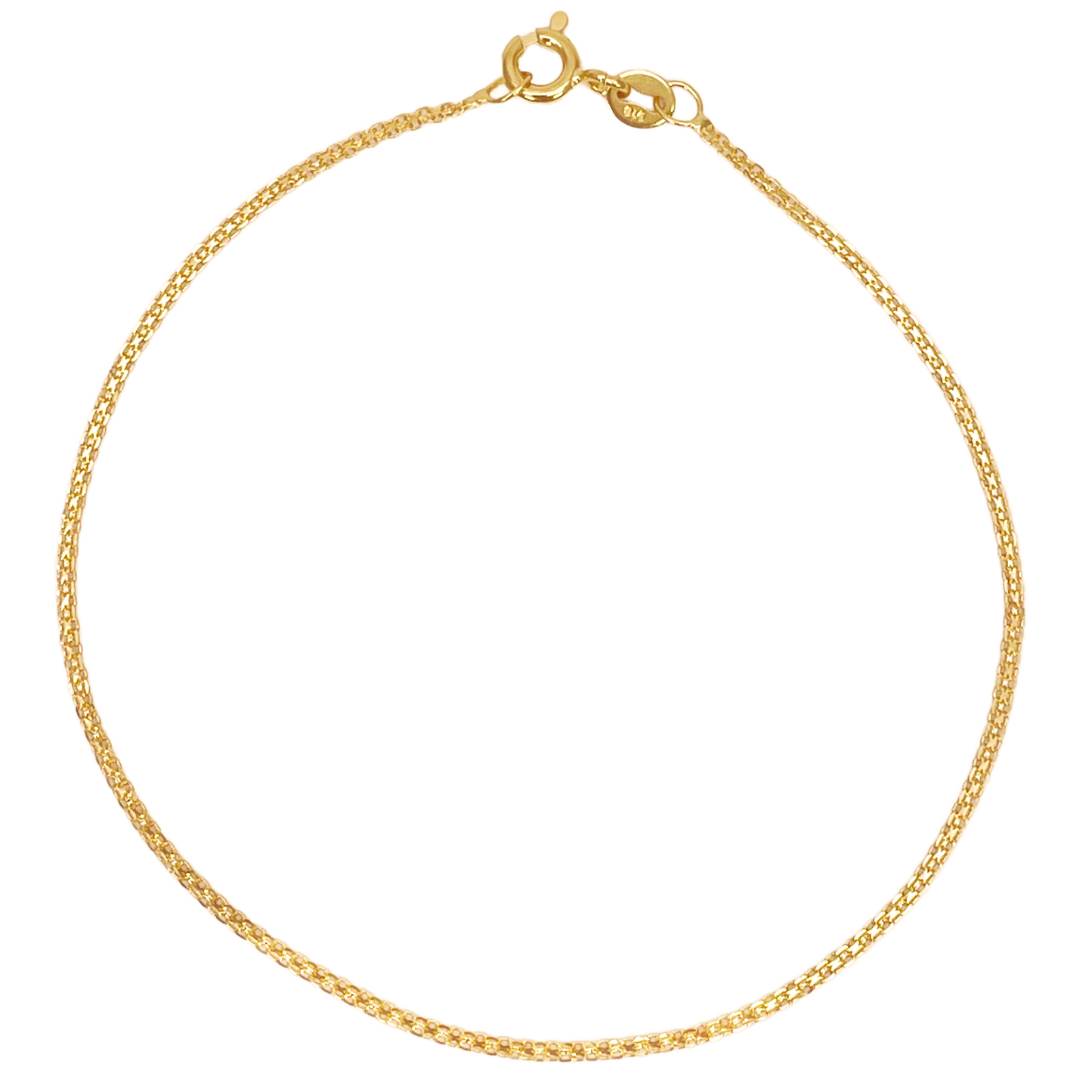 22ct Yellow Gold Flat High Polished Thin Minimalist Bracelet 7'' inch 1.2mm Wide