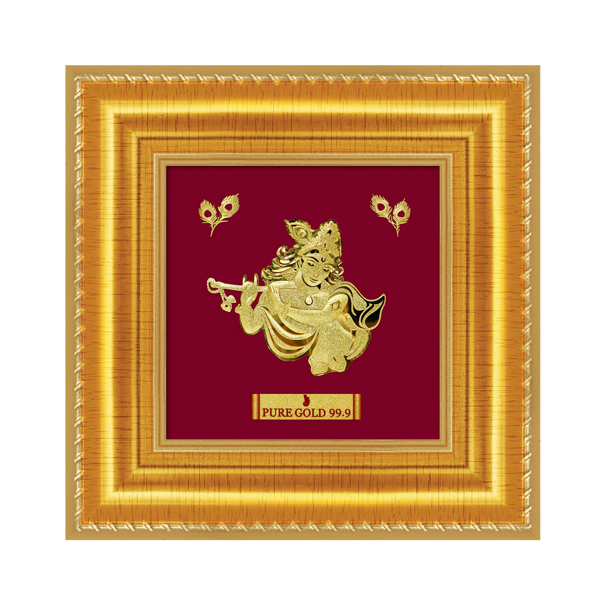24ct Pure Gold Leaf Krishna Frame 12.7 x 12.7cm
