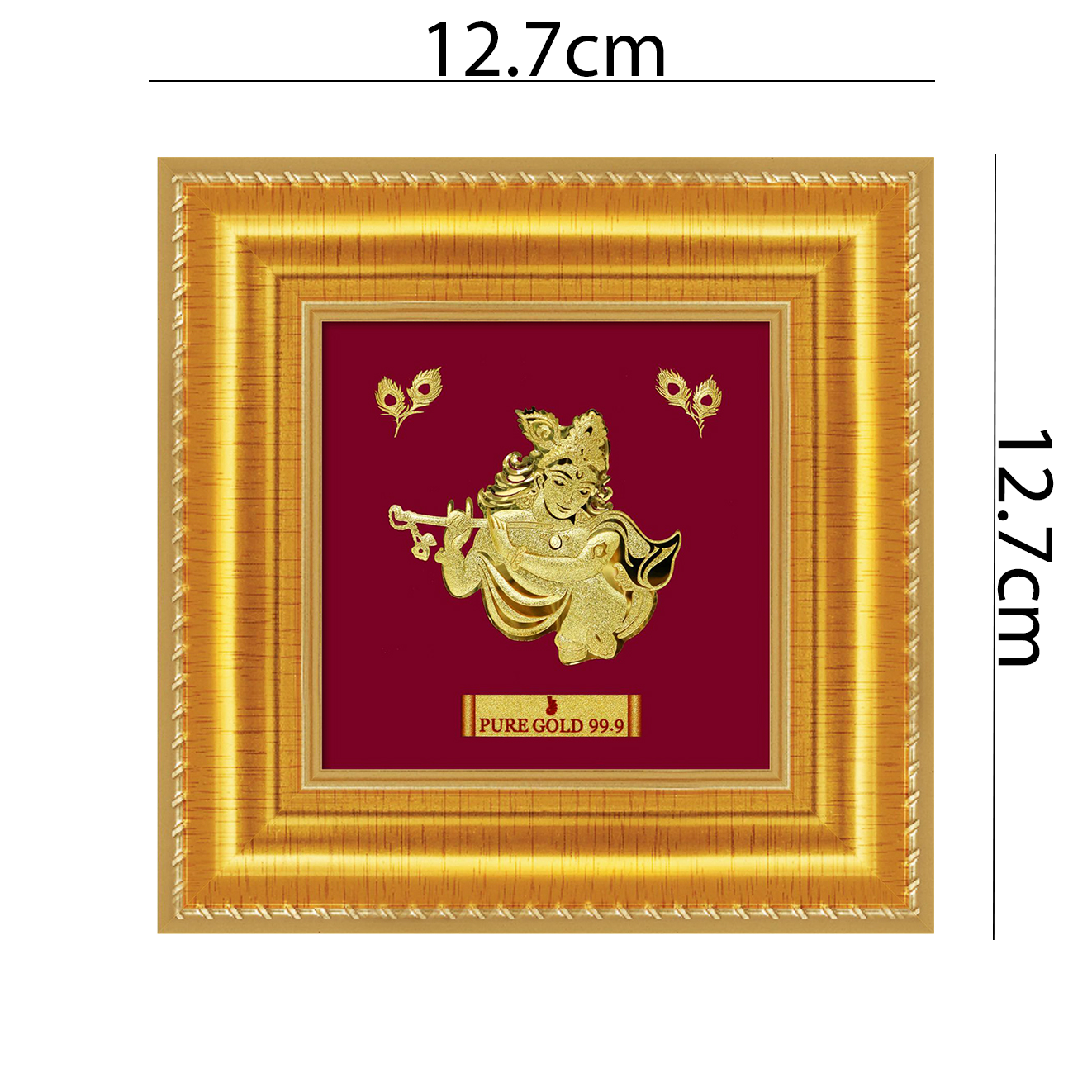 24ct Pure Gold Leaf Krishna Frame 12.7 x 12.7cm