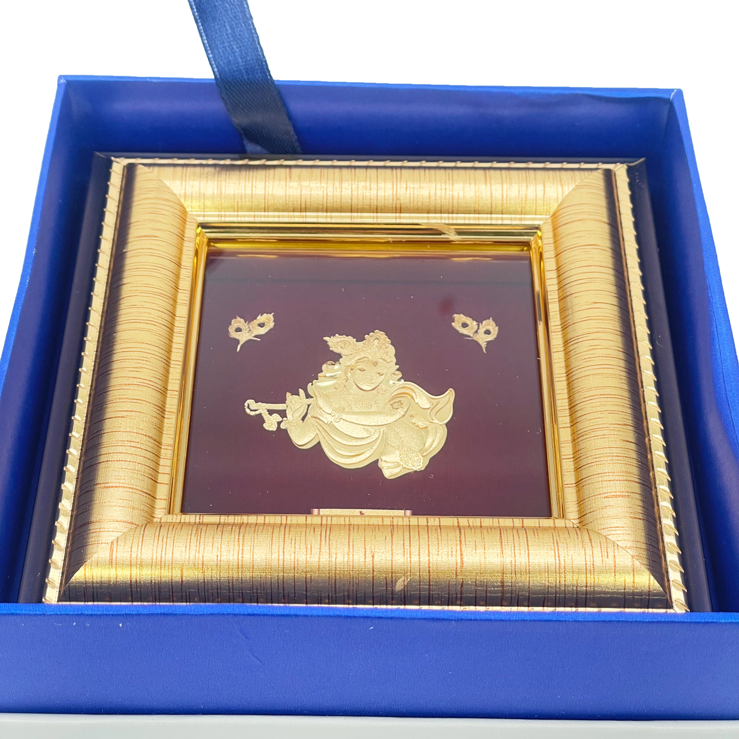 24ct Pure Gold Leaf Krishna Frame 12.7 x 12.7cm