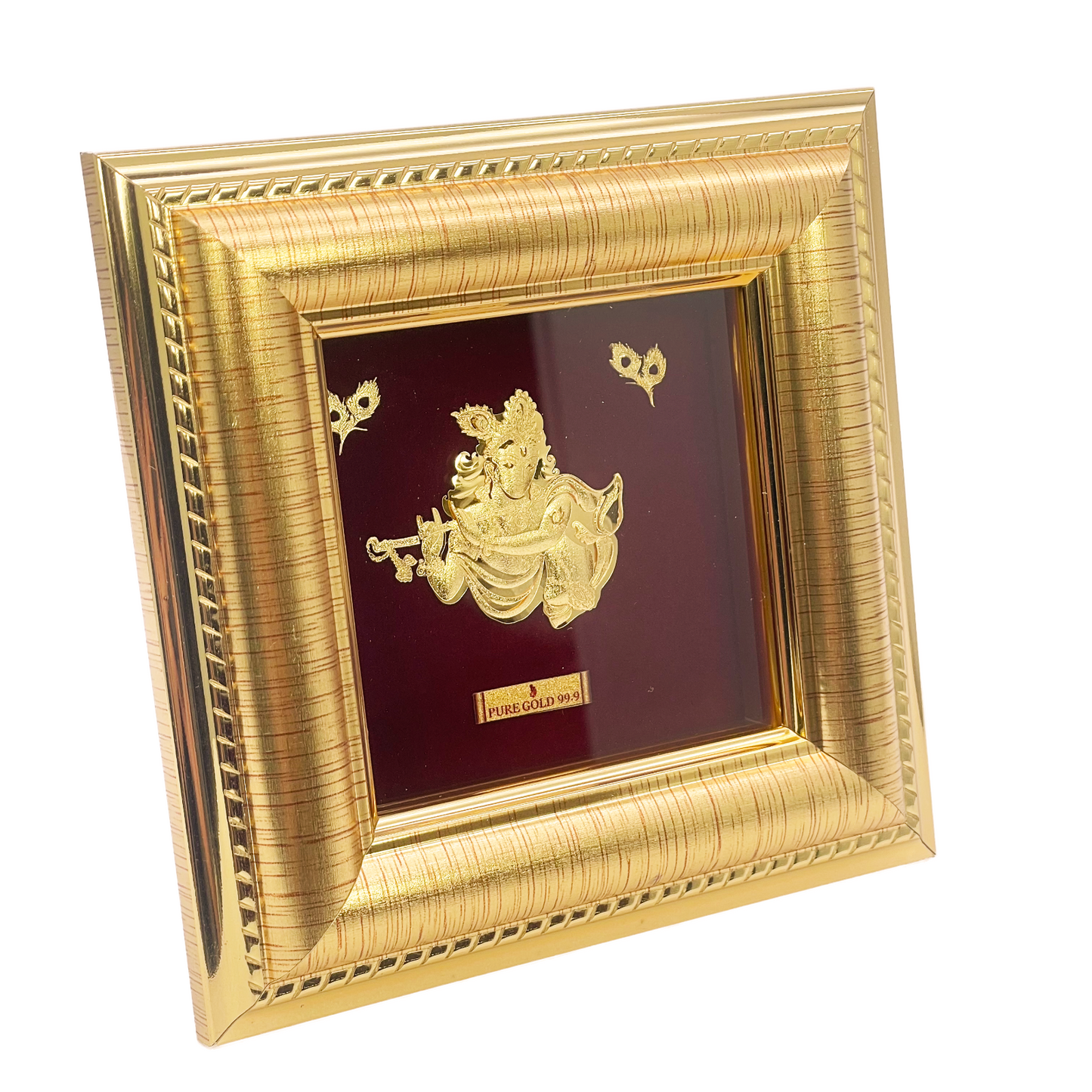 24ct Pure Gold Leaf Krishna Frame 12.7 x 12.7cm
