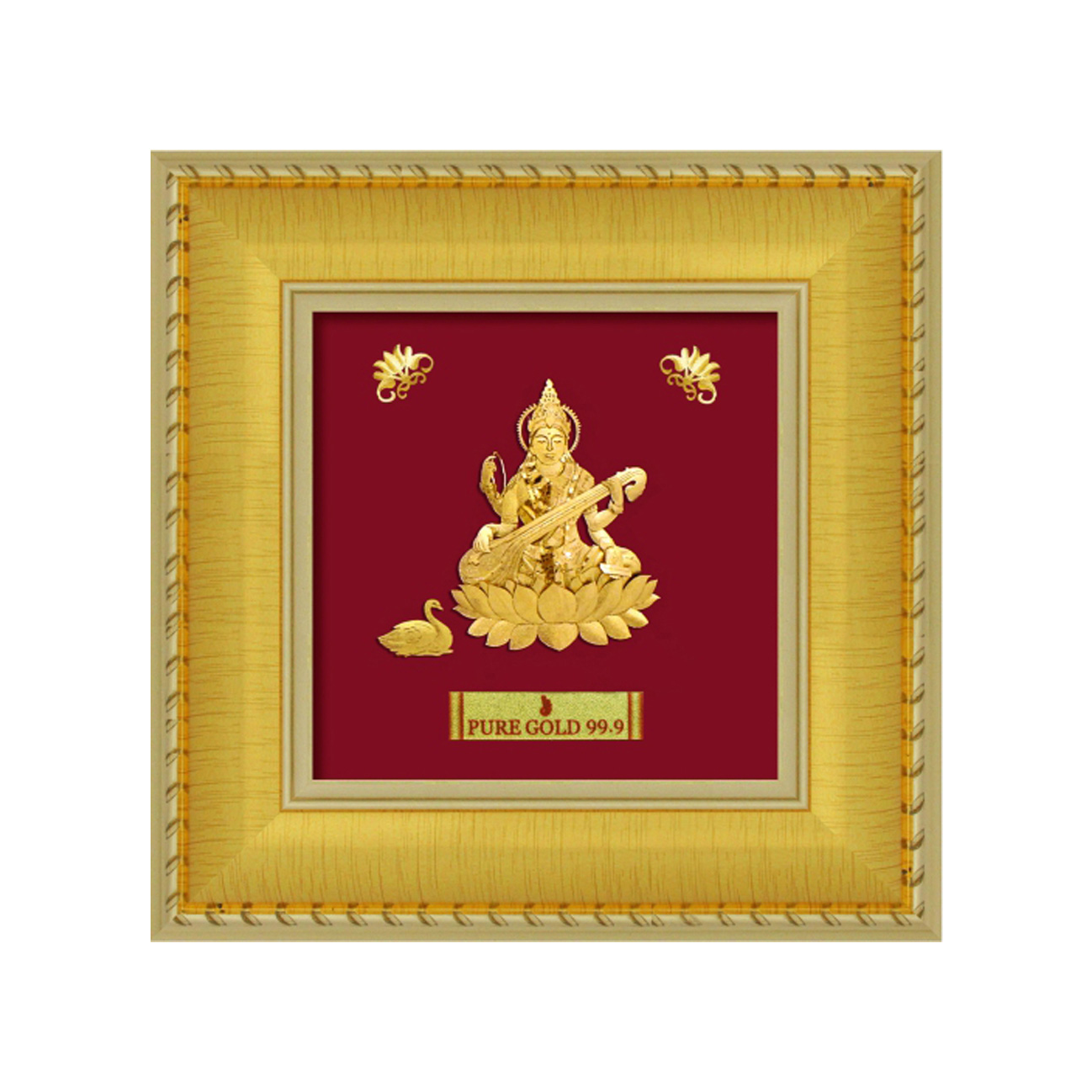24ct Pure Gold Leaf Saraswati Frame 12.7 x 12.7cm
