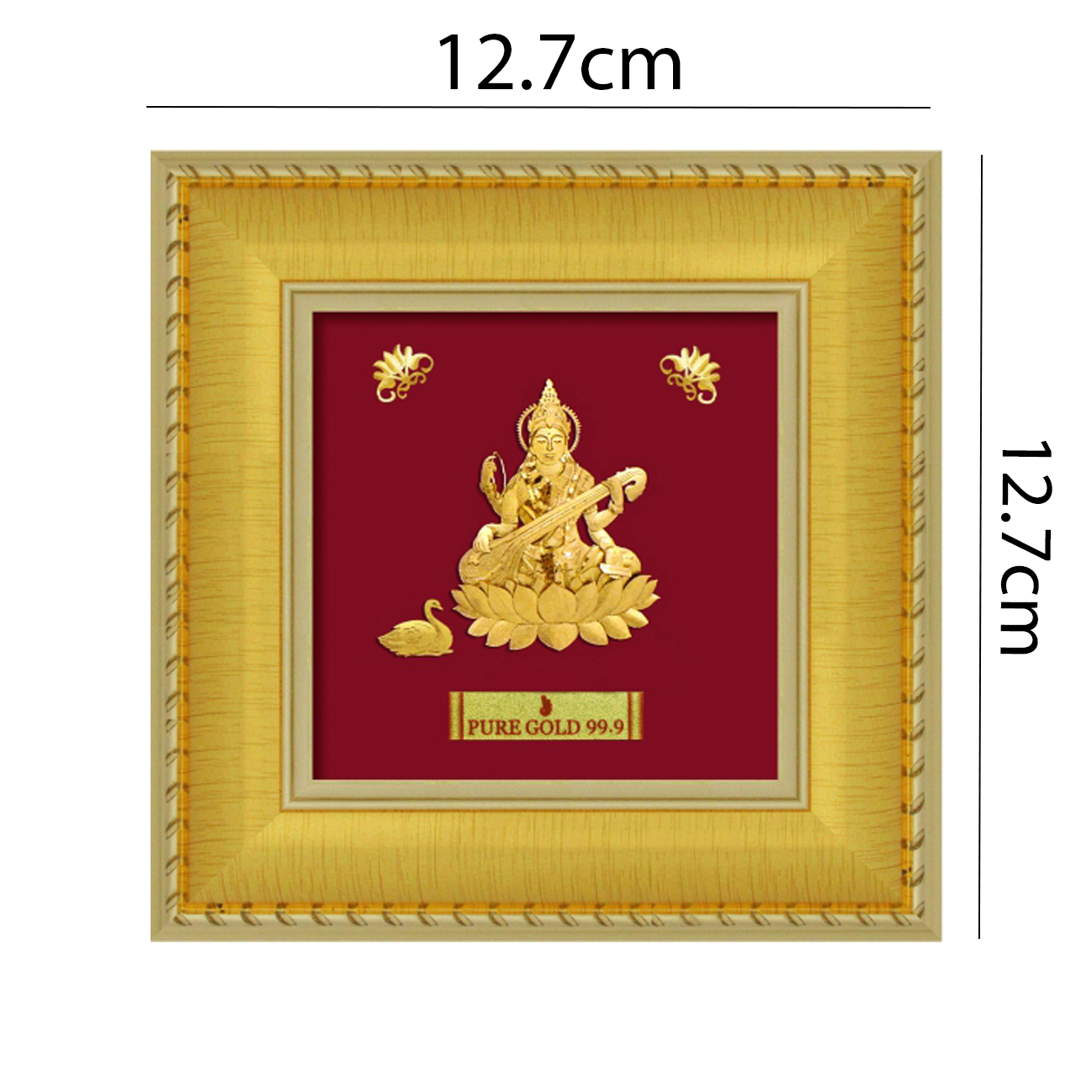 24ct Pure Gold Leaf Saraswati Frame 12.7 x 12.7cm