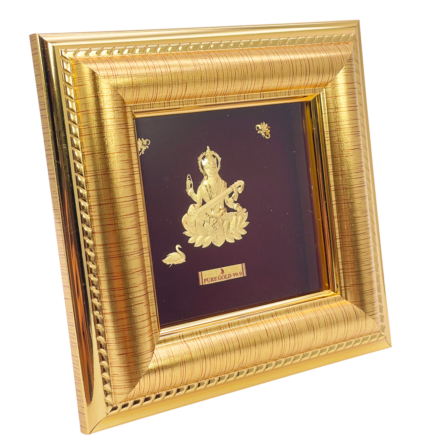 24ct Pure Gold Leaf Saraswati Frame 12.7 x 12.7cm