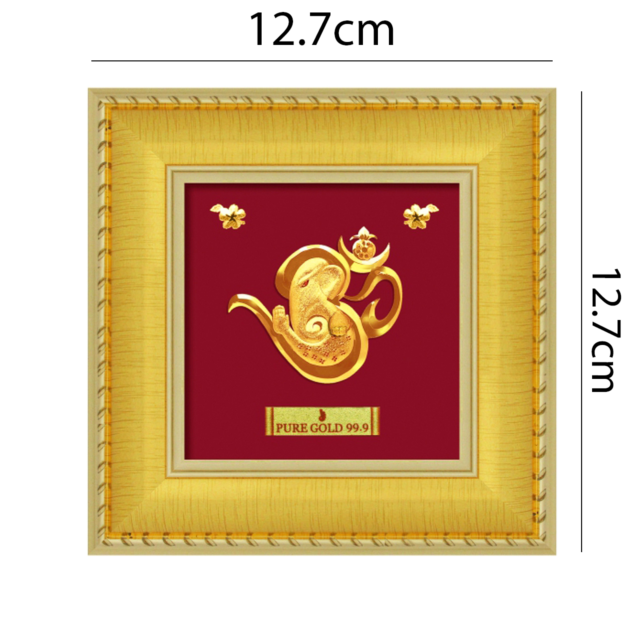 24ct Pure Gold Leaf Om Ganesha Frame 12.7 x 12.7cm