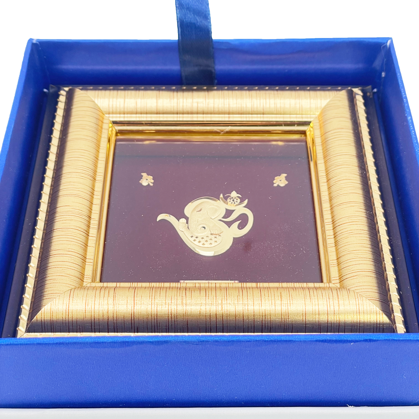 24ct Pure Gold Leaf Om Ganesha Frame 12.7 x 12.7cm