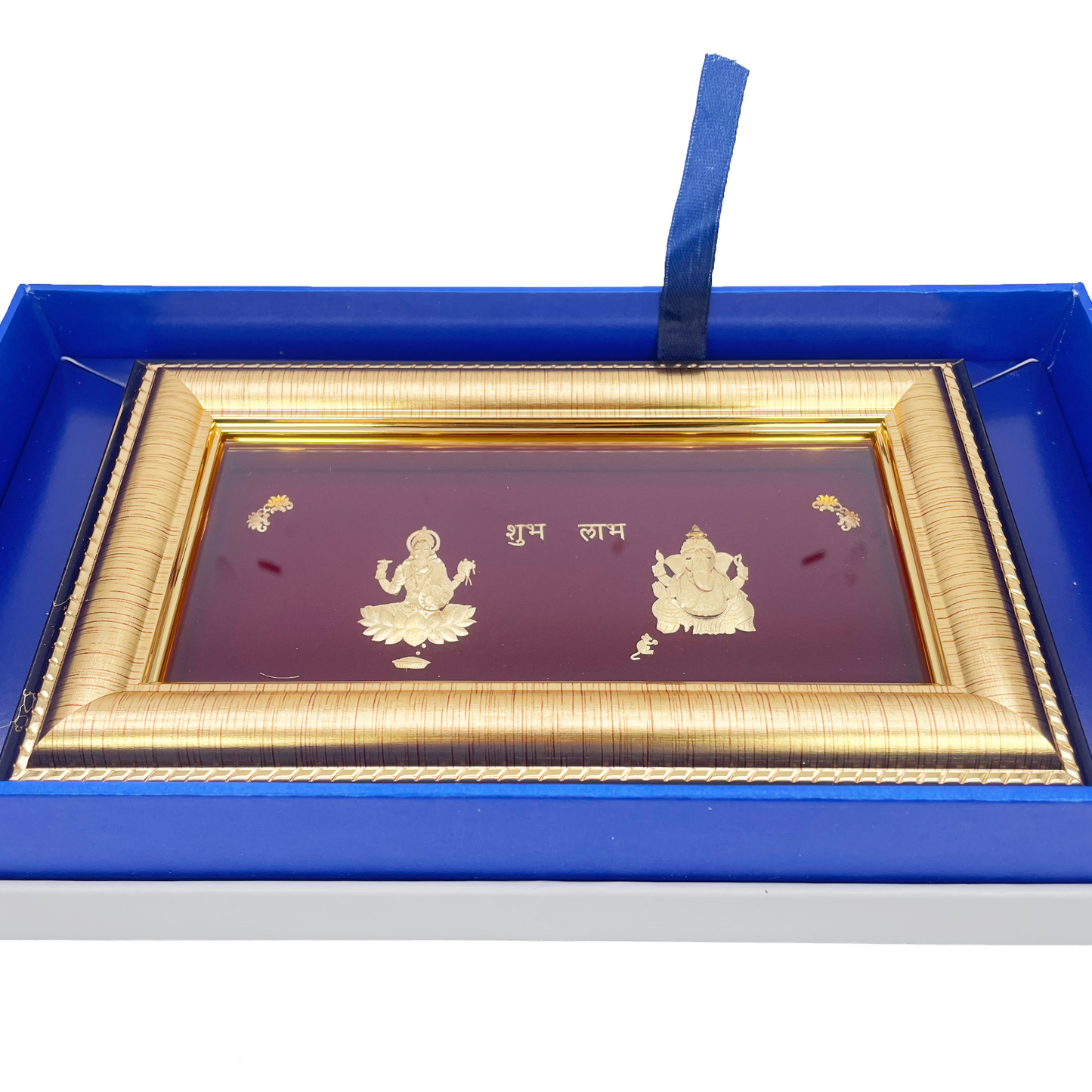 24ct Pure Gold Leaf Lakshmi & Ganesha Frame 21.6 x 12.7cm