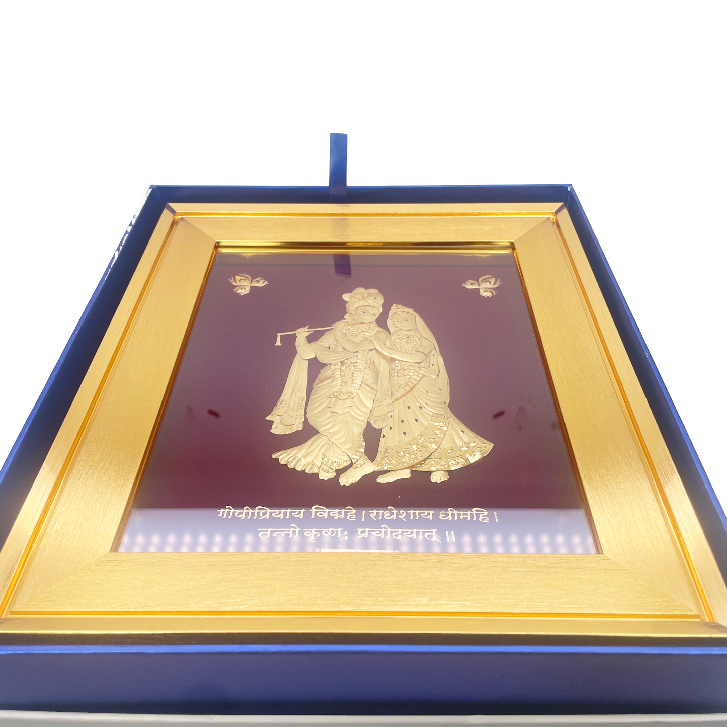 24ct Pure Gold Leaf Radha Krishna Frame 27.9 x 30.4cm