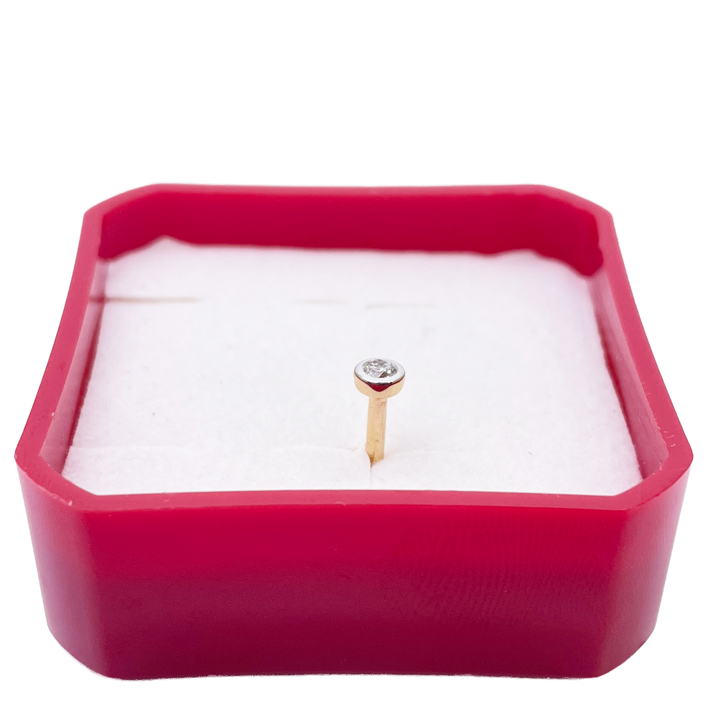 18ct Yellow & White Gold Diamond Bezel Nose Stud Pin 0.05ct