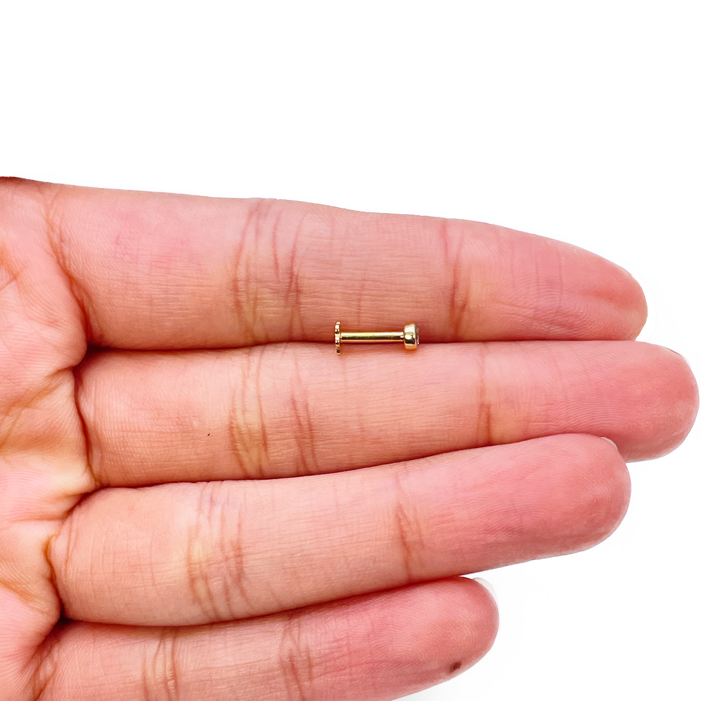 18ct Yellow & White Gold Diamond Bezel Nose Stud Pin 0.05ct