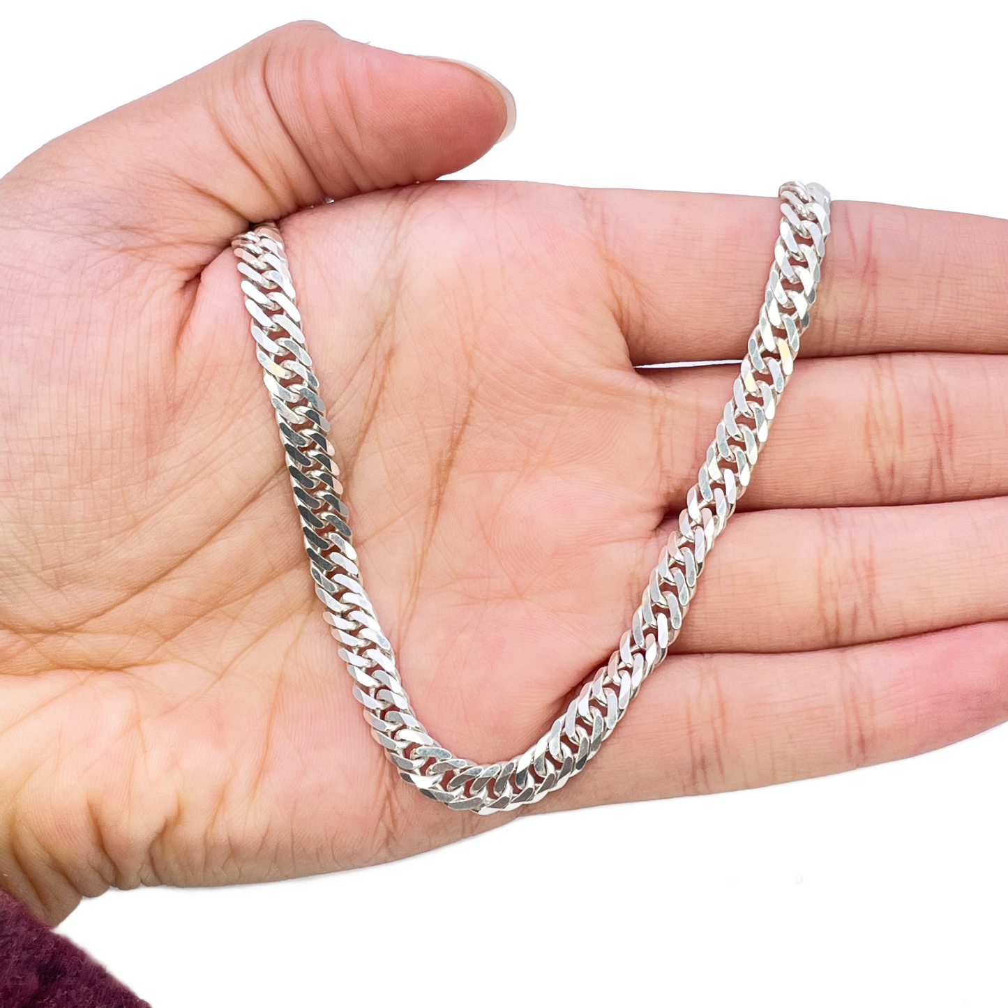 925 Sterling SIlver Curb Chain Necklace 28''inches 6.6mm Width