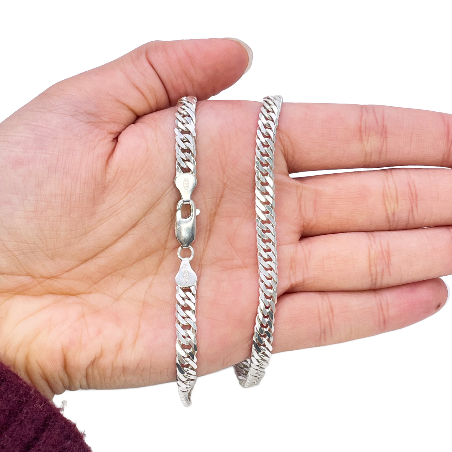 925 Sterling SIlver Curb Chain Necklace 28''inches 6.6mm Width
