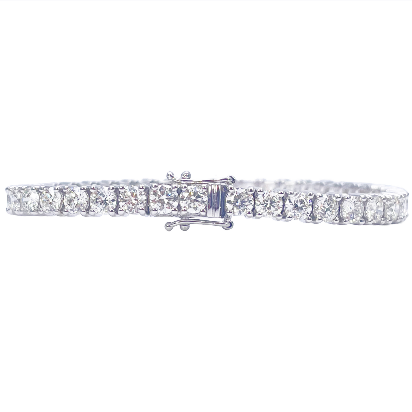 18ct White Gold Natural Diamond 4-Claw Tennis Bracelet 10.72ct 7