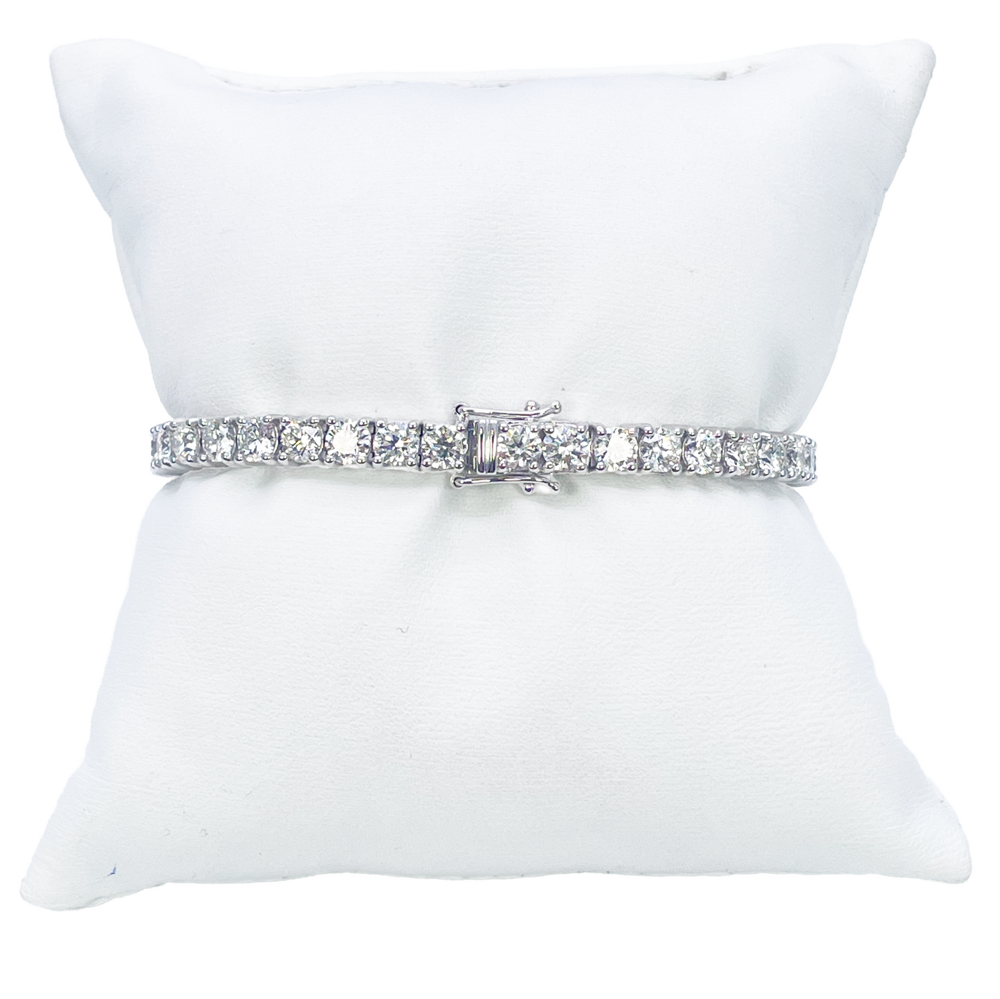 18ct White Gold Natural Diamond 4-Claw Tennis Bracelet 10.72ct 7