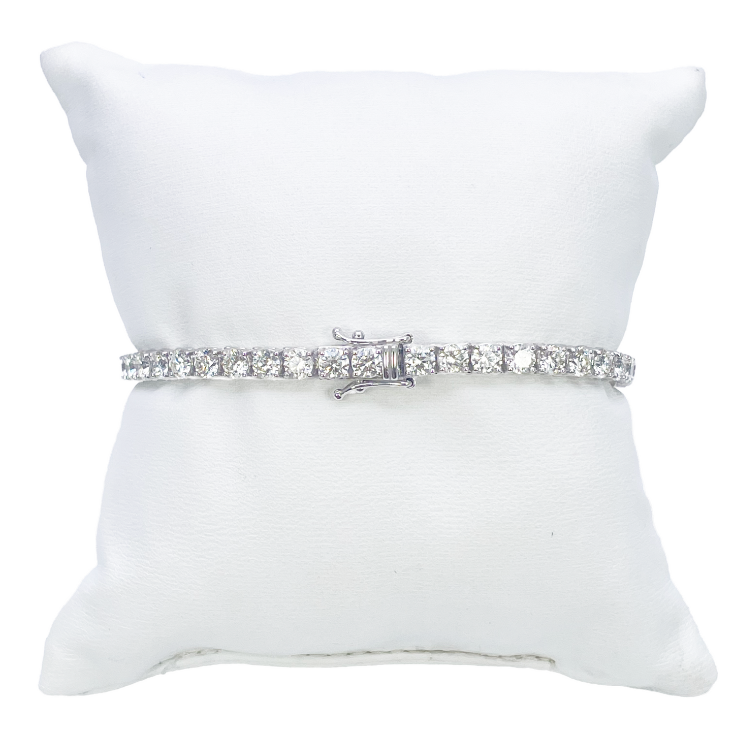 18ct White Gold Natural Diamond 4-Claw Tennis Bracelet 8.45ct 7 Inches