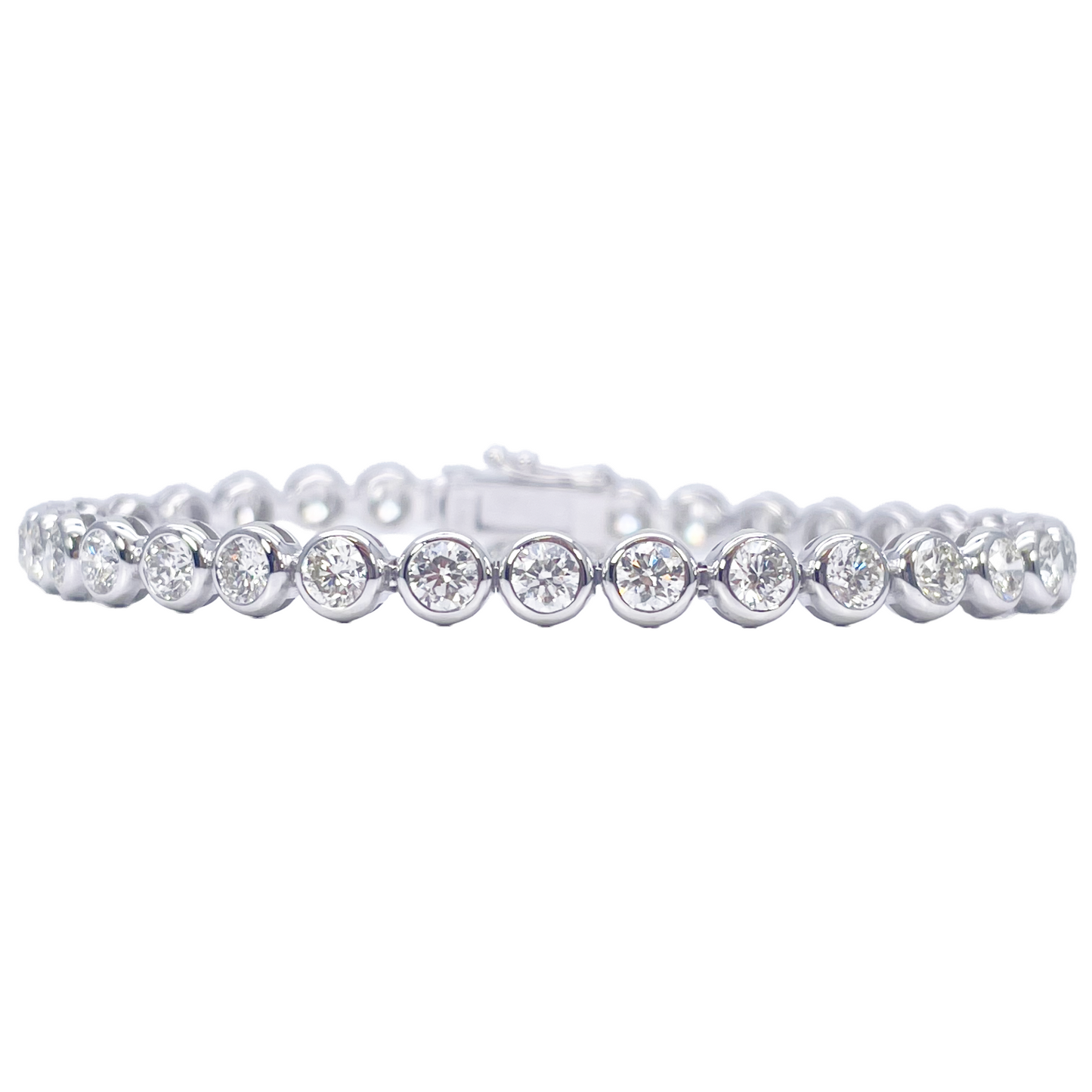 14ct White Gold Natural Diamond Bezel Tennis Bracelet 3.95ct 7 inches