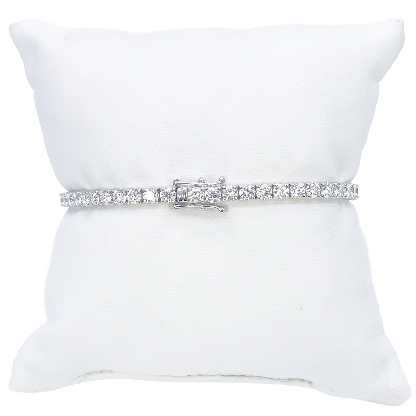 18ct White Gold Natural Diamond 4-Claw Tennis Bracelet 7.03ct 7inches