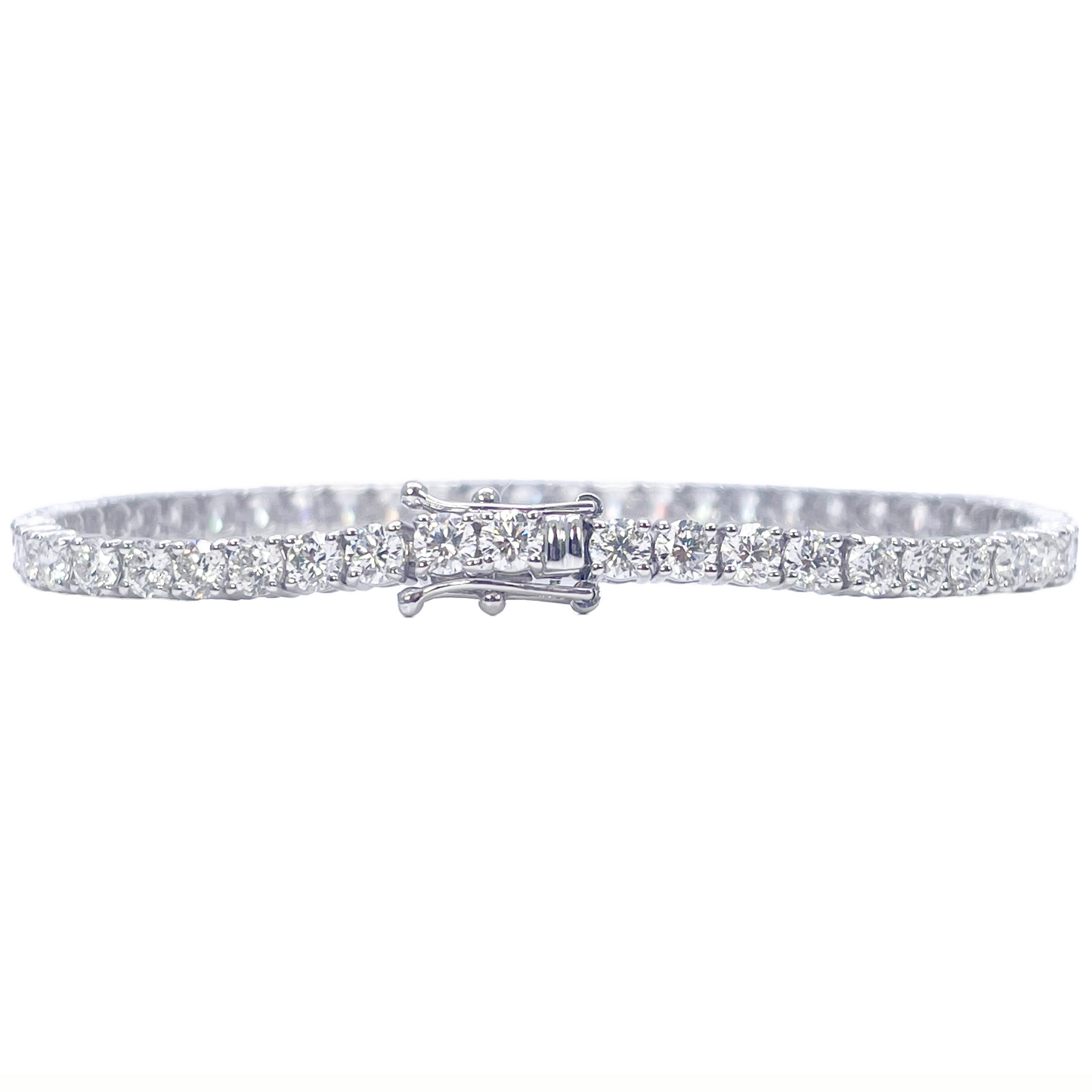 18ct White Gold Natural Diamond 4-Claw Tennis Bracelet 7.03ct 7inches