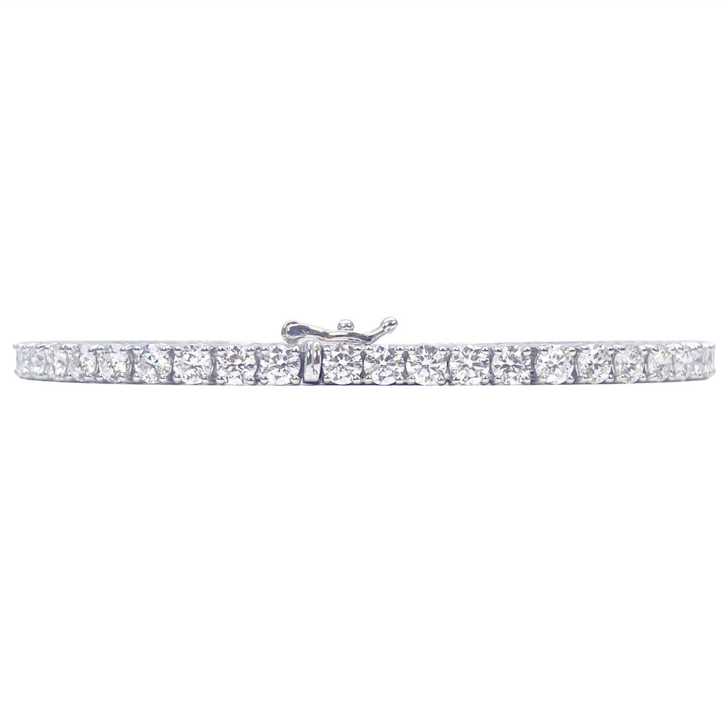 18ct White Gold Natural Diamond 4-Claw Tennis Bracelet 5.69ct 7 inches