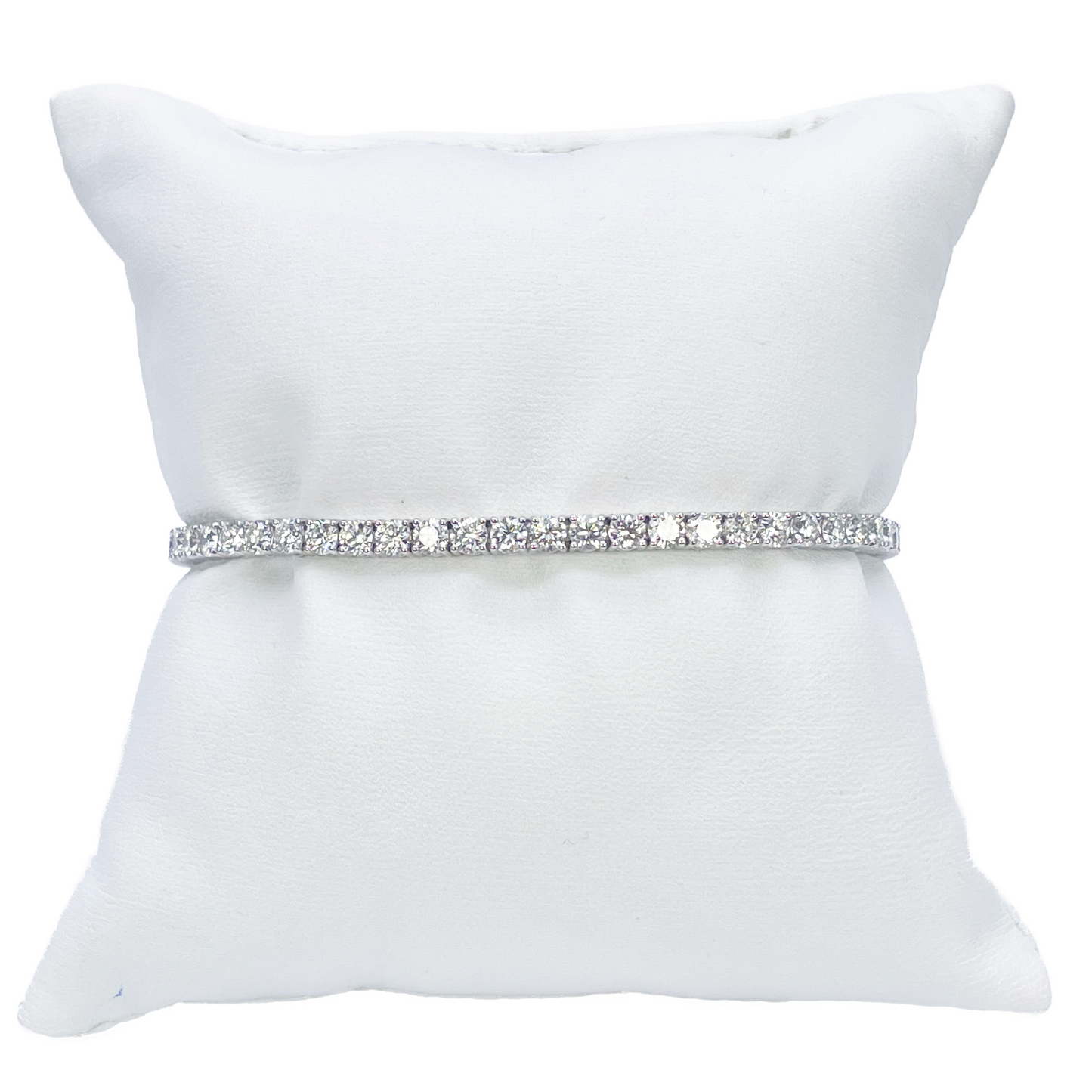 18ct White Gold Natural Diamond 4-Claw Tennis Bracelet 5.69ct 7 inches