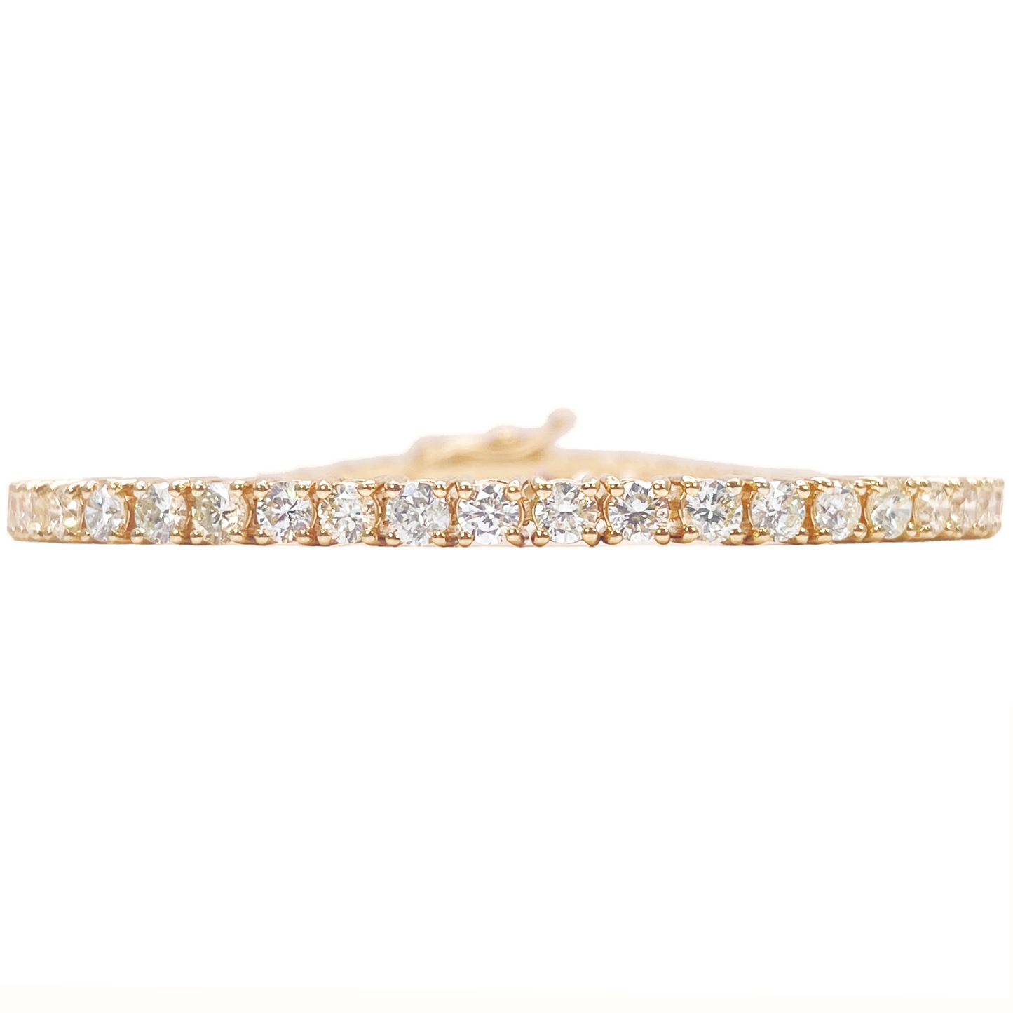 14ct Yellow Gold Natural Diamond Tennis Bracelet 4-claw 5.59cts 7 Inches 3.4mm Width