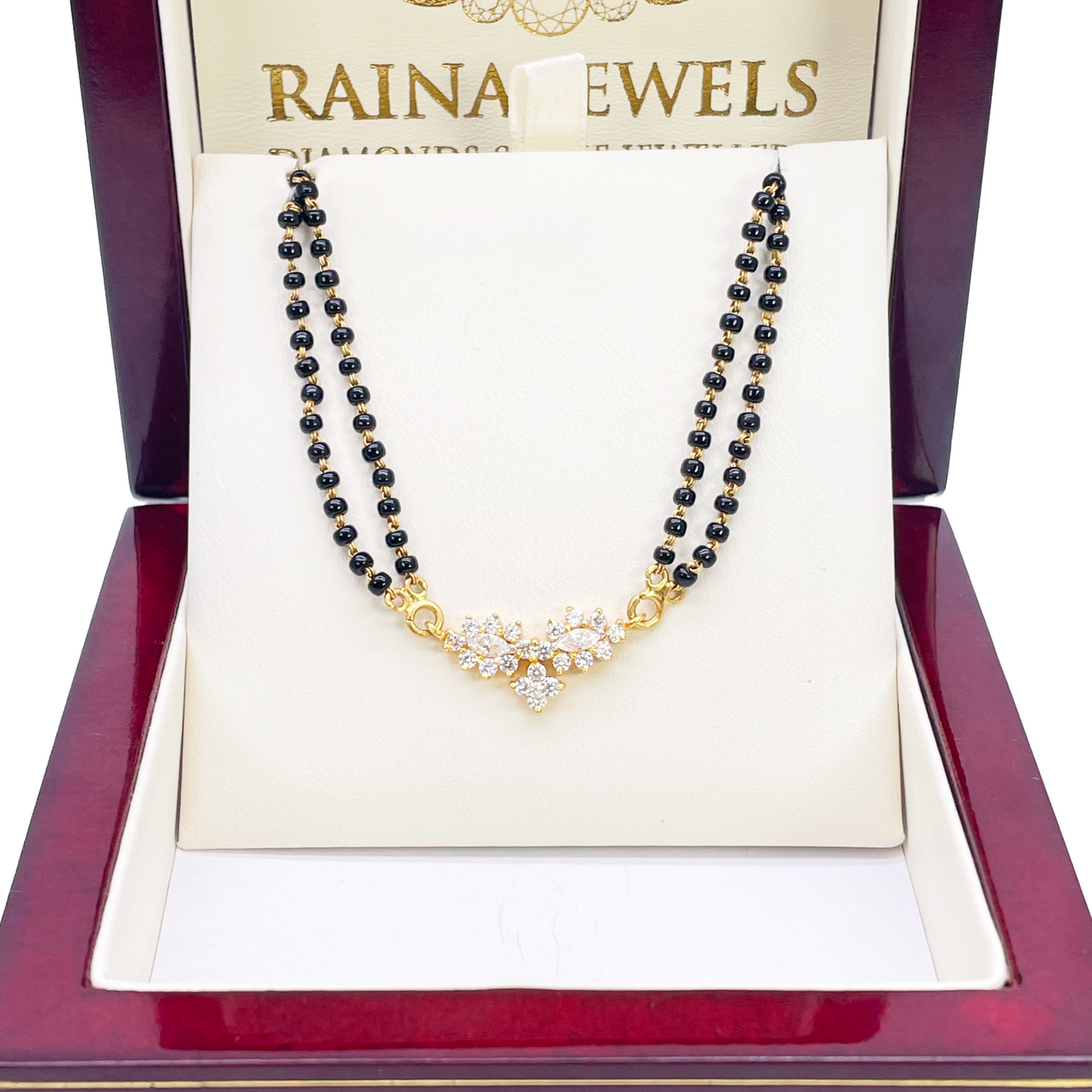 22ct Yellow Gold 2 Strand Sparkly Beaded Mangalsutra Necklace 16Inches