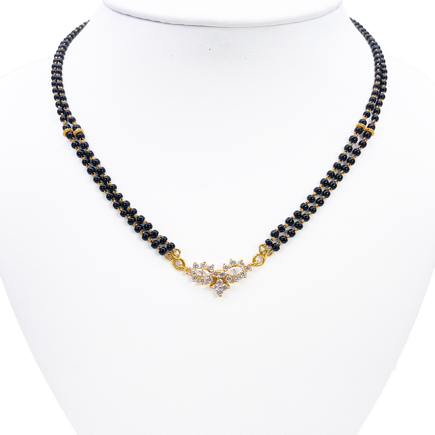 22ct Yellow Gold 2 Strand Sparkly Beaded Mangalsutra Necklace 16Inches
