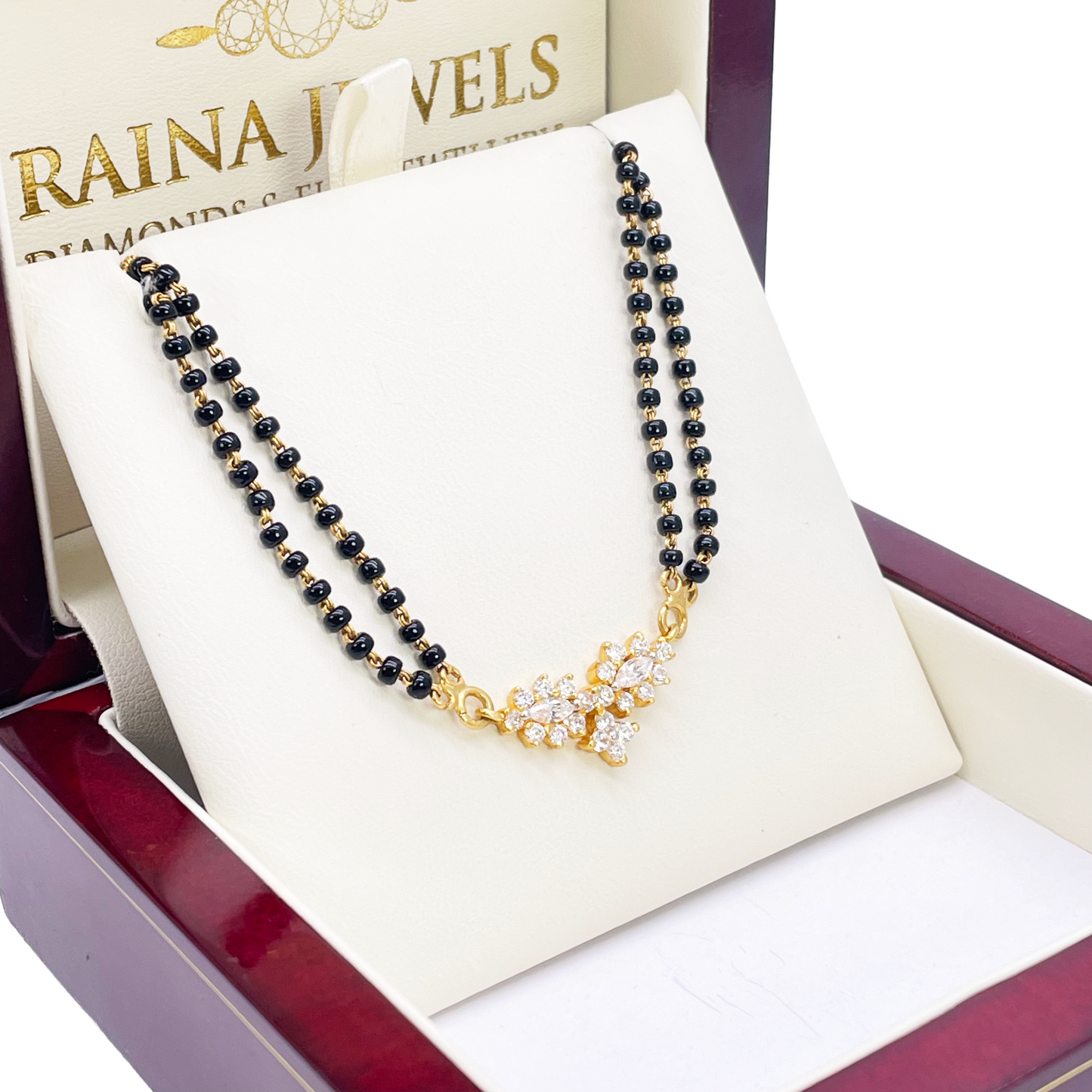 22ct Yellow Gold 2 Strand Sparkly Beaded Mangalsutra Necklace 16Inches