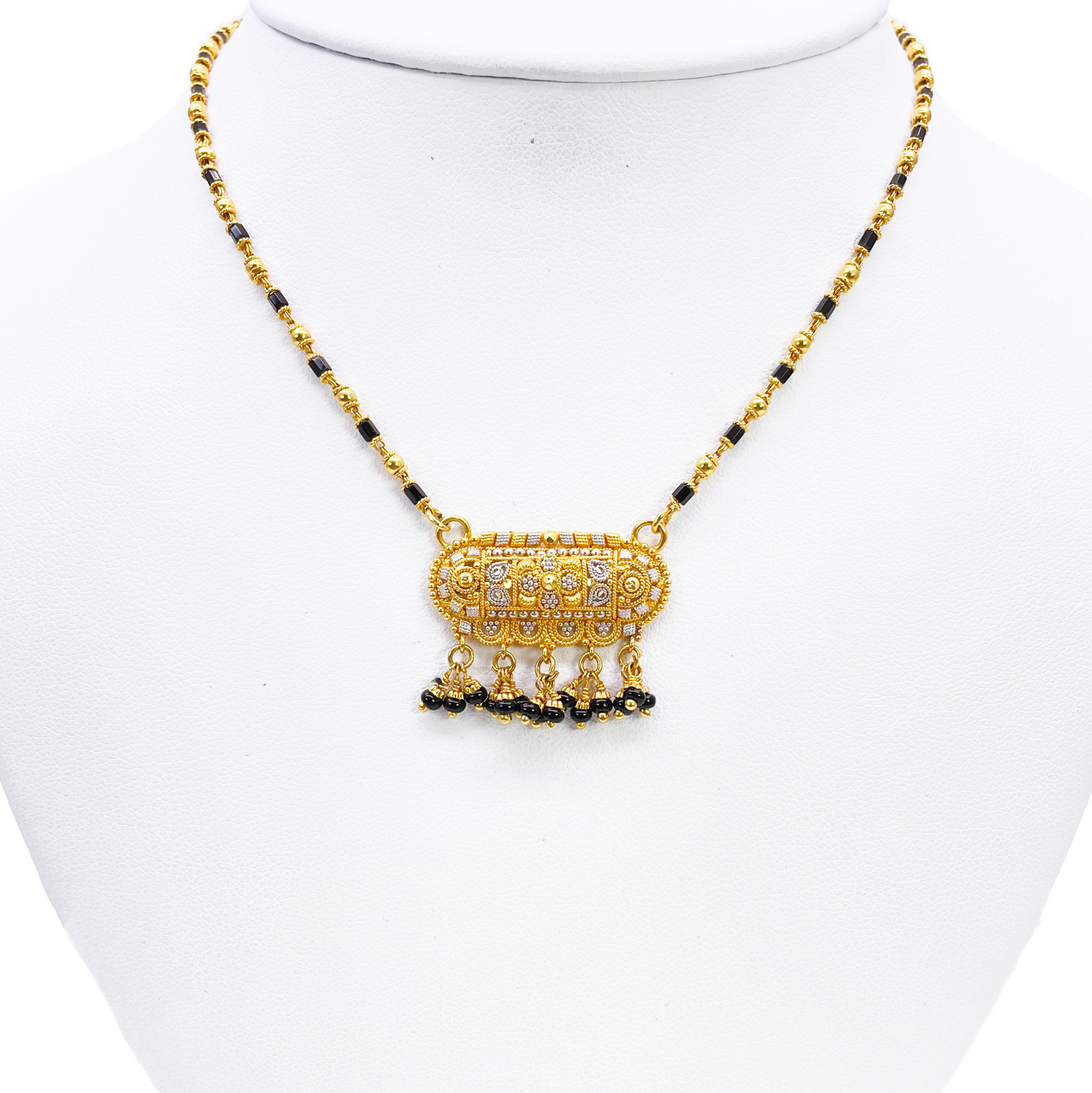 22ct Yellow Gold A Beautiful Two-Tone Traditional Indian Mangalsutra 16 inches  Mangalsutra Chains